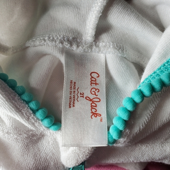 Cat & Jack Toddler Girl Terry Cloth Hooded Swim Cover-up Short Sleeve Size 2T - Picture 11 of 14